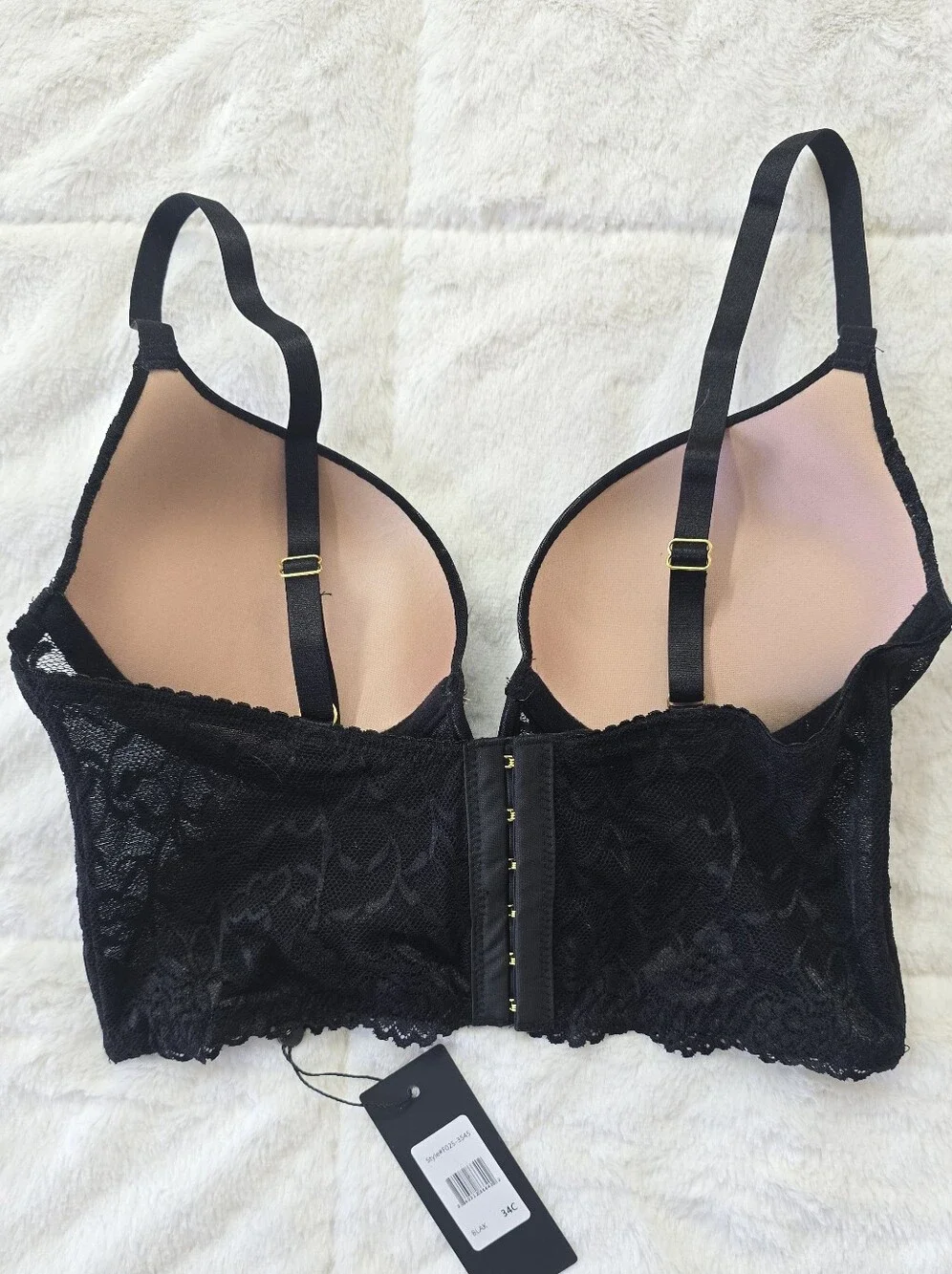 NWT Frederick's Of Hollywood Lace Longline Bra Bustier Black Size 34C
